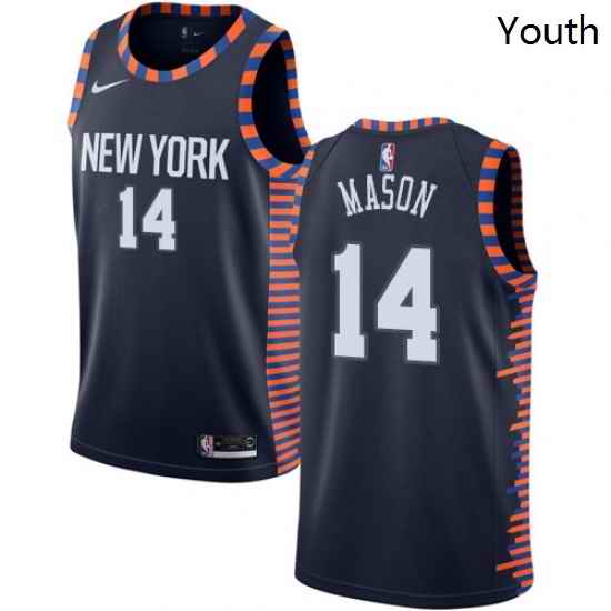 Youth Nike New York Knicks 14 Anthony Mason Swingman Navy Blue NBA Jersey 2018 19 City Edition